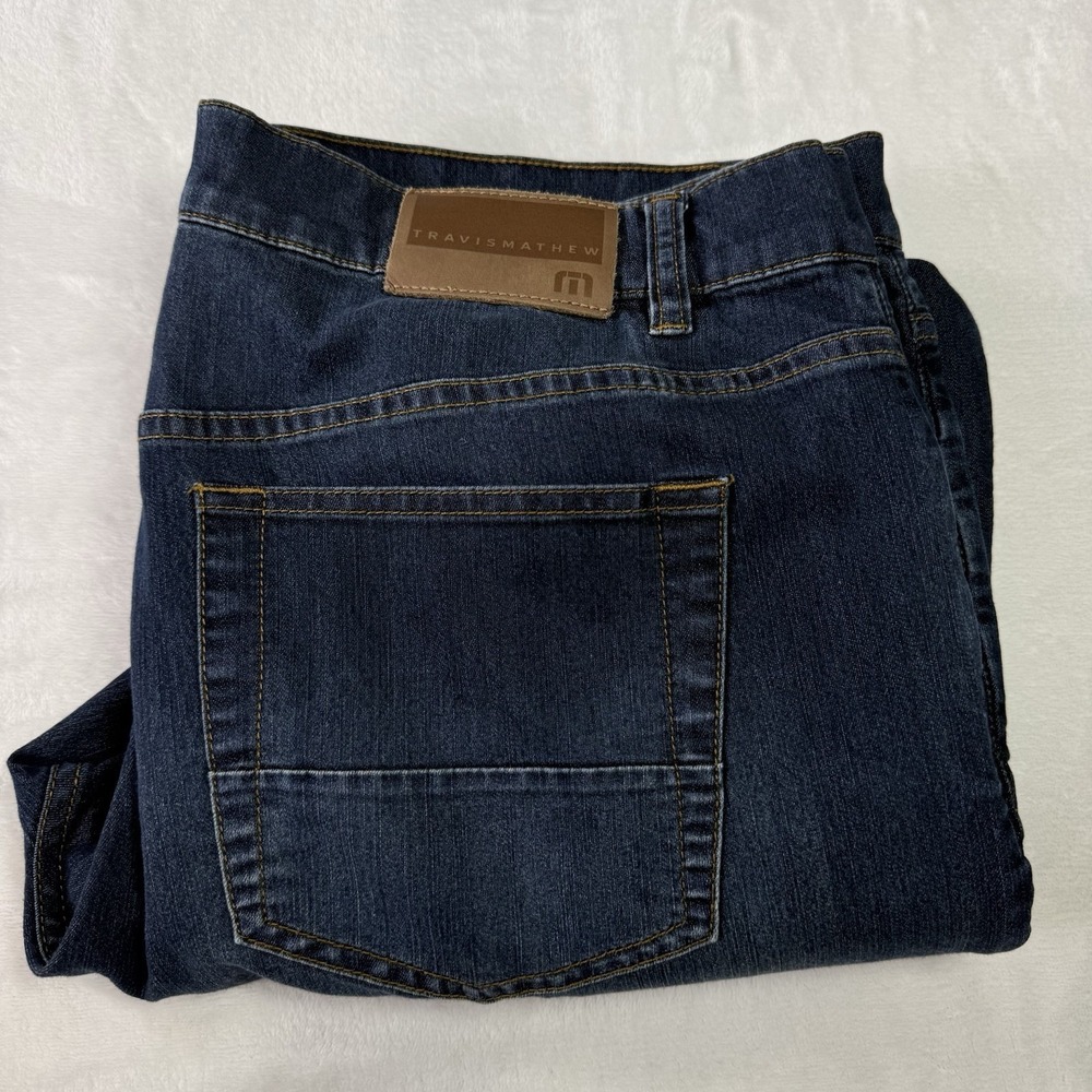 Travis Mathew Legacy Jeans Mens 36x28 Blue 5 Stretch Denim Lightweight